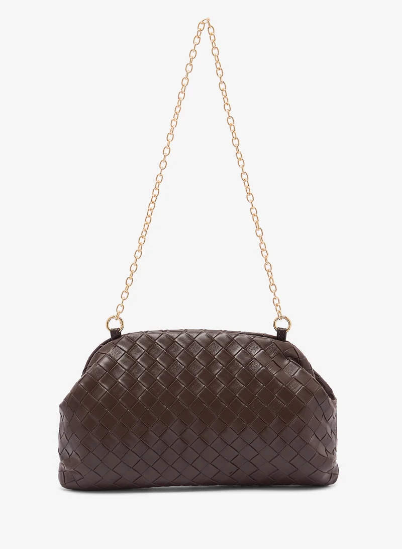 Brown Woven Pillow Clutch
